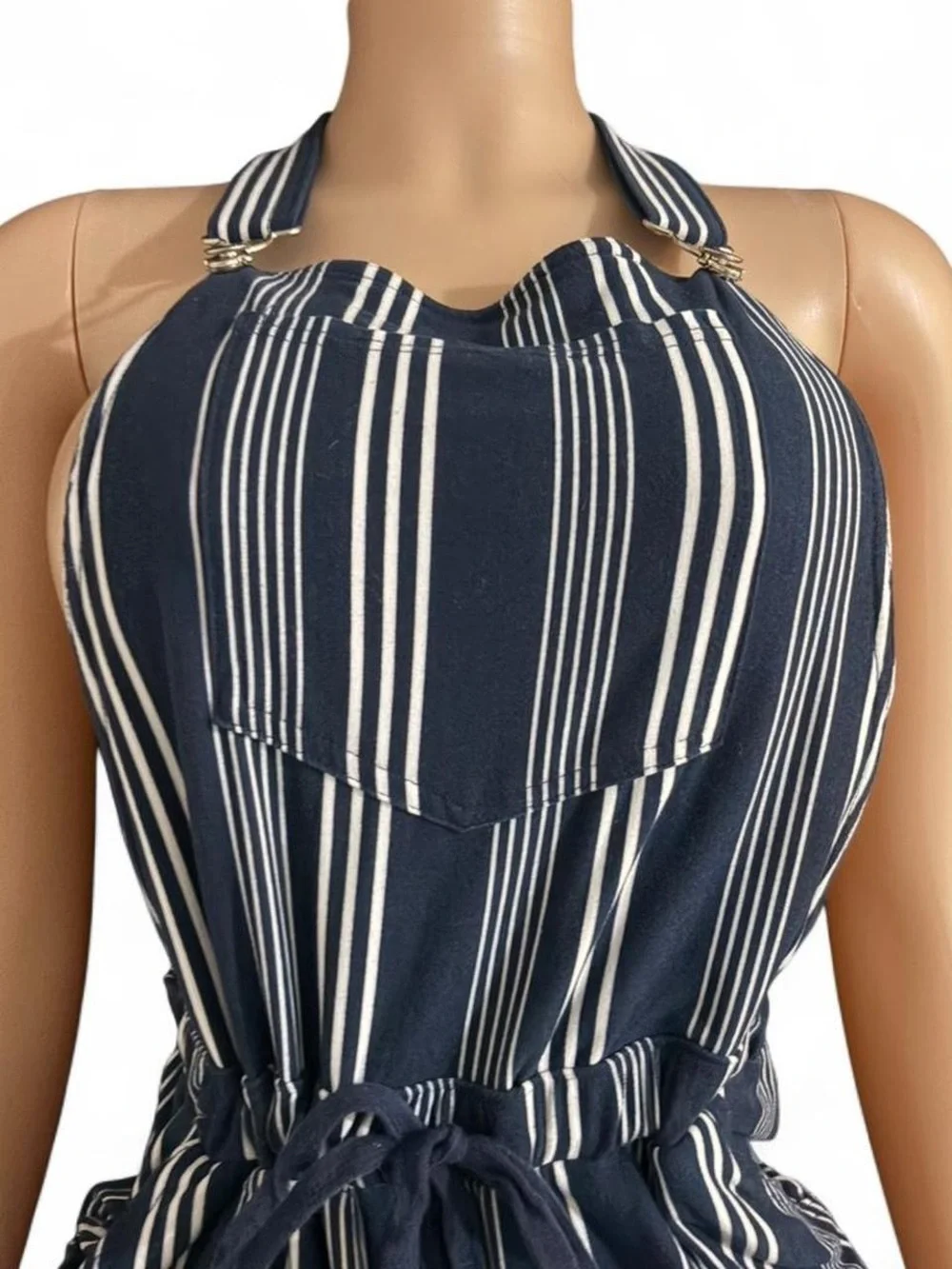 Striped Navy Halter Romper for Kids - Sleeveless One-Piece